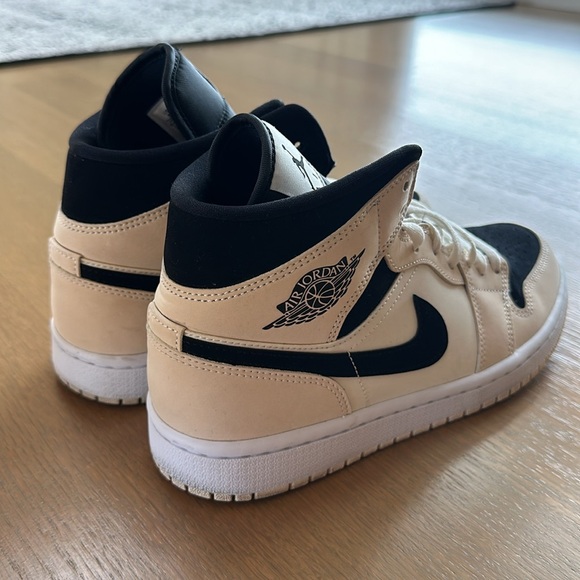 Nike Air Jordan 1 Mid Sneakers in Beige & Black Colorway - Picture 7 of 12